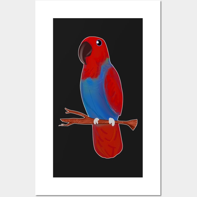 Ekkie Love Cute red Eclectus Parrot for parrot lovers Wall Art by SusanaDesigns